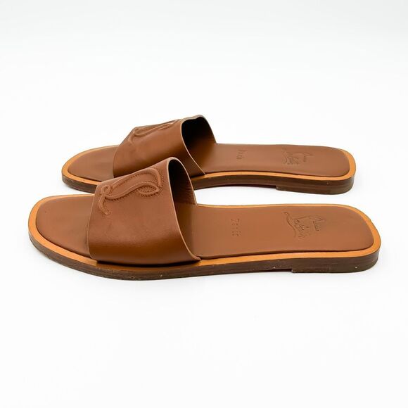 Christian Louboutin CL Monogram Leather Sandals Slides EU 37.5, 7.5 - Picture 4 of 13